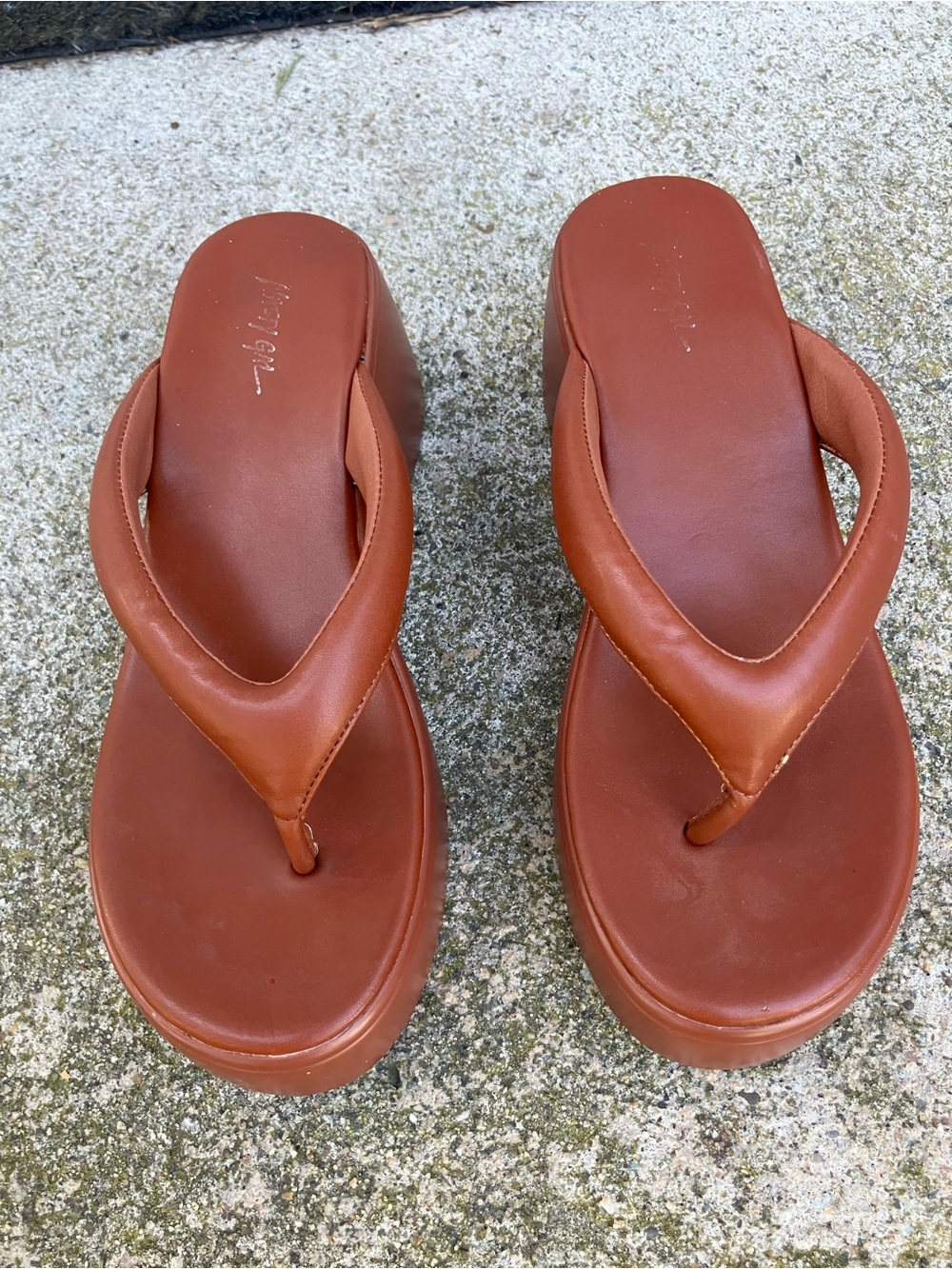Nasty Gal Brown Leather Platform Flip-Flops